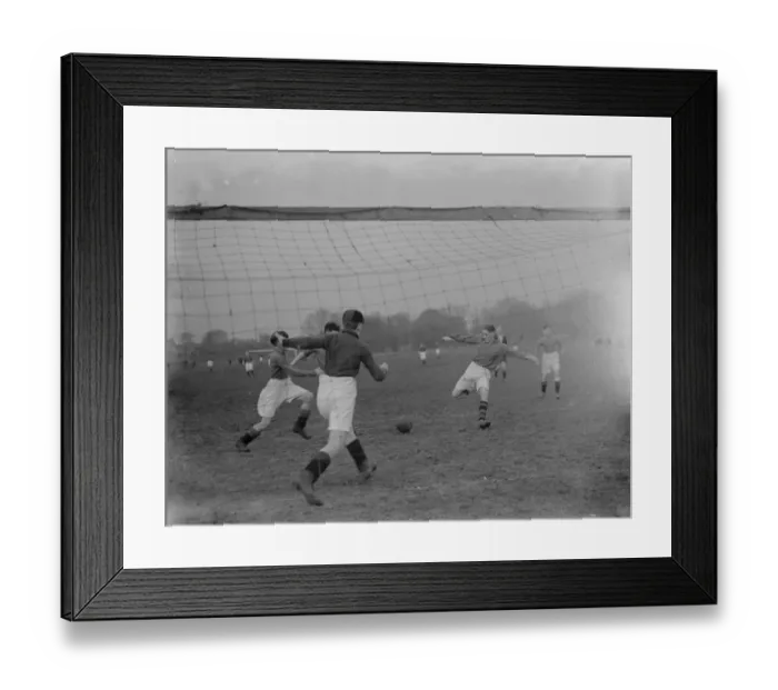 Framed Print : Boys football match in Dartford, Kent. North Kent and District versus Northfleet Framed Print : Boys football match in Dartford, Kent. North Kent and District versus Northfleet