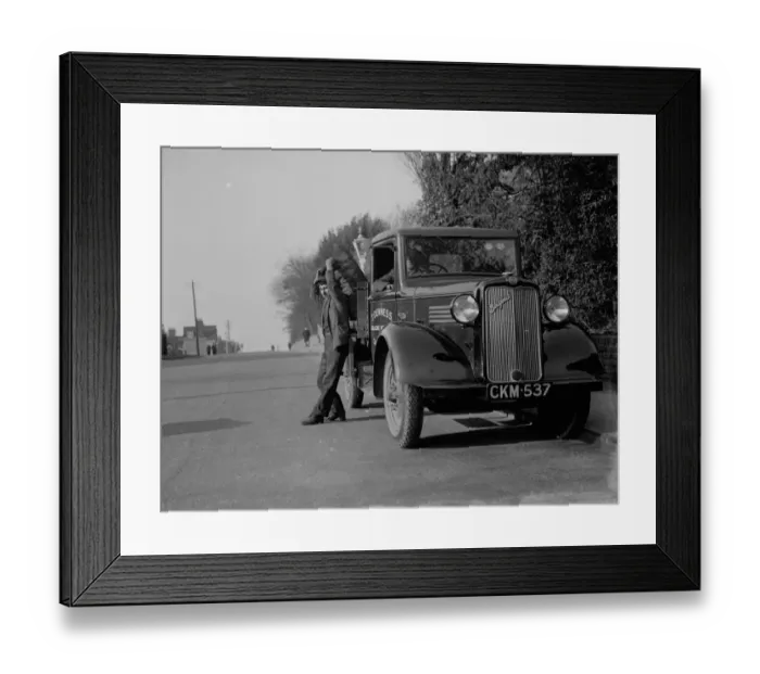 Framed Print : Coal delivery by one of the coal vans from T Denness, Coal and Coke Merchants in Framed Print : Coal delivery by one of the coal vans from T Denness, Coal and Coke Merchants in