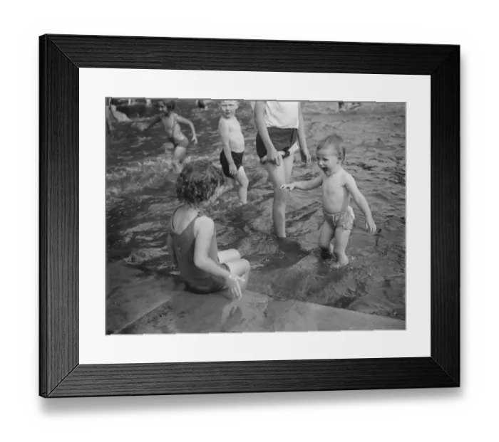 Framed Print : Children enjoying the paddling pool, Dartford, Kent. 1937 Framed Print : Children enjoying the paddling pool, Dartford, Kent. 1937