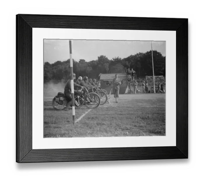 Framed Print : Motor cycling races at Brands Hatch. The start of one of the races
