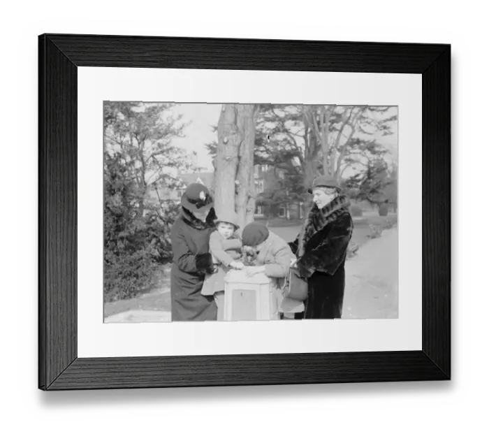 Framed Print : Children using the drinking fountain in Sidcup, Kent. 1935 Framed Print : Children using the drinking fountain in Sidcup, Kent. 1935