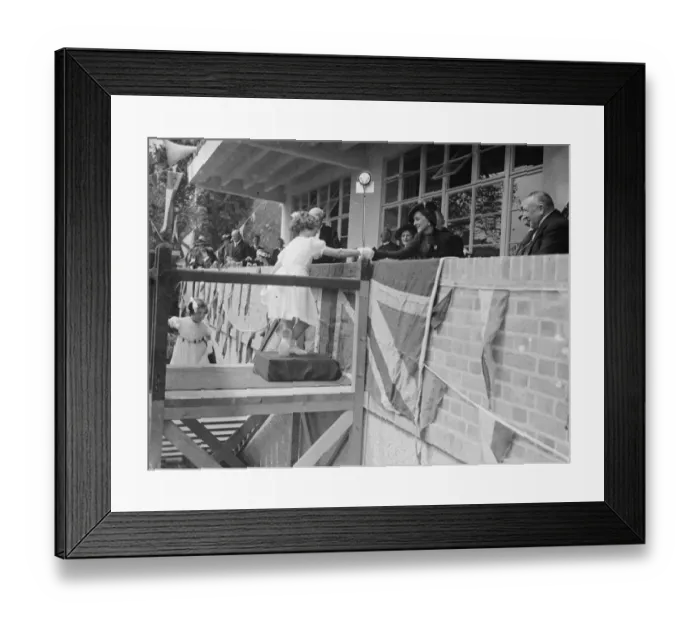Framed Print : The Duchess of Kent receiving purses from children. 1938 Framed Print : The Duchess of Kent receiving purses from children. 1938
