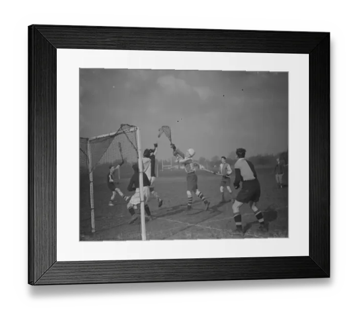 Framed Print : Boys playing Lacrosse at Sidcup County School, Kent. 12 February 1938