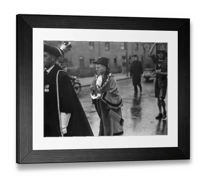 Framed Print : Civic service procession in Bexleyheath, Kent. The Mayor of Erith, Reverend Framed Print : Civic service procession in Bexleyheath, Kent. The Mayor of Erith, Reverend