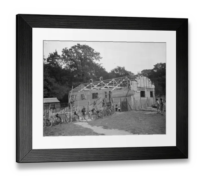 Framed Print : The Bridgen scouts build there own headquarters. 1938 Framed Print : The Bridgen scouts build there own headquarters. 1938