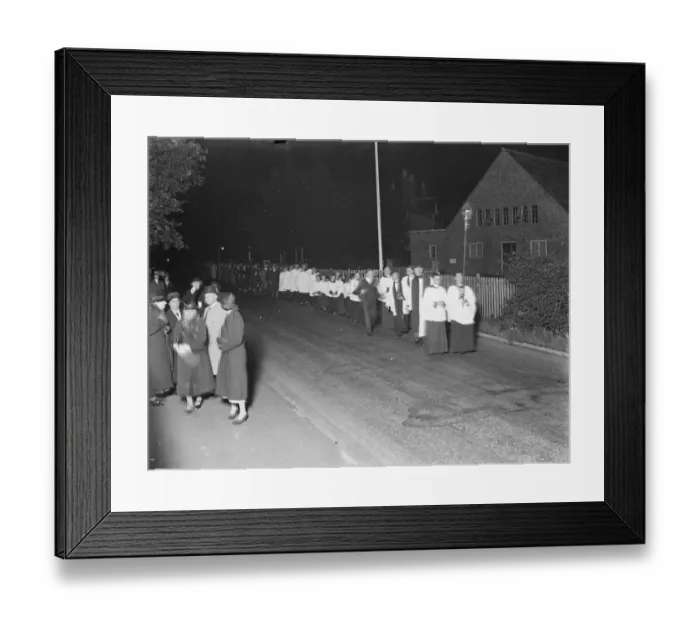 Framed Print : Night procession, Crayford. 1935 Framed Print : Night procession, Crayford. 1935