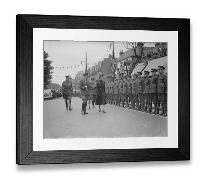 Framed Print : The Duchess of Kent inspecting the guard of honour. 1938 Framed Print : The Duchess of Kent inspecting the guard of honour. 1938