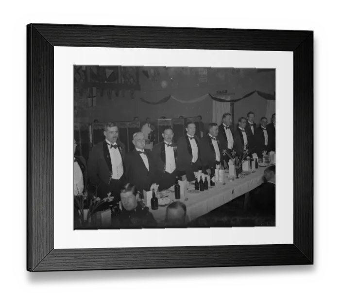 Framed Print : Dartford Territorial Army dinner. On the table, from left to right; Major EB Loveless Framed Print : Dartford Territorial Army dinner. On the table, from left to right; Major EB Loveless