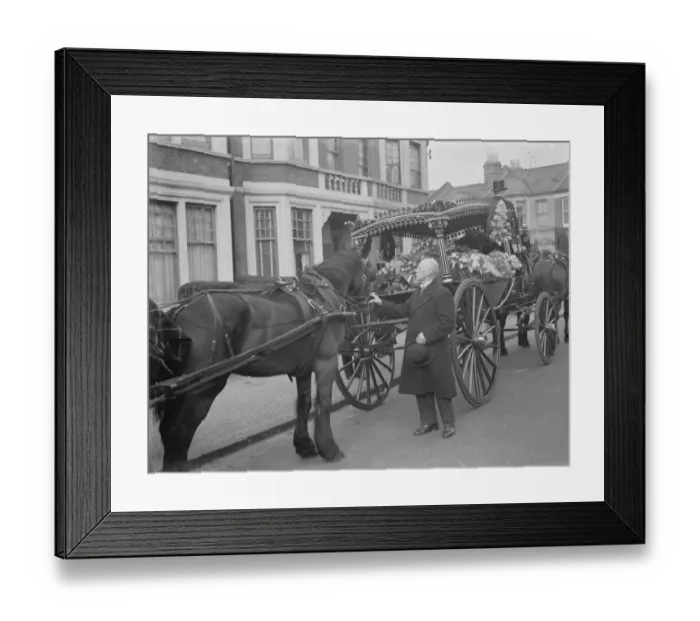 Framed Print : A cabmans funeral. The coffin of Mr William Rose passing through the streets of Framed Print : A cabmans funeral. The coffin of Mr William Rose passing through the streets of