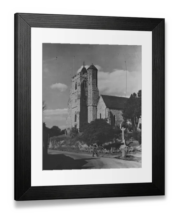 Framed Print : The Birling church and Smithy near Meopham, Kent. 1939 Framed Print : The Birling church and Smithy near Meopham, Kent. 1939