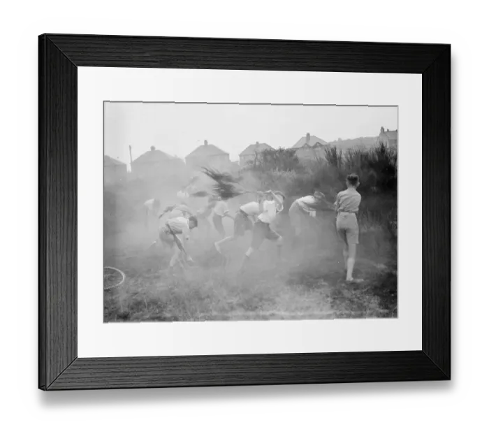 Framed Print : Children putting out fire, Dartford Heath. 1937 Framed Print : Children putting out fire, Dartford Heath. 1937