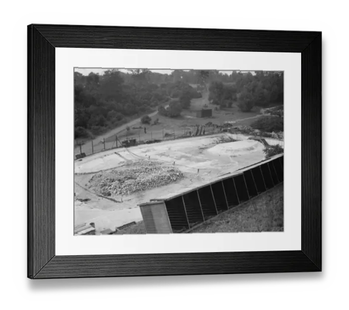 Framed Print : A new swimming pool under construction in Barnehurst, Kent. 1938