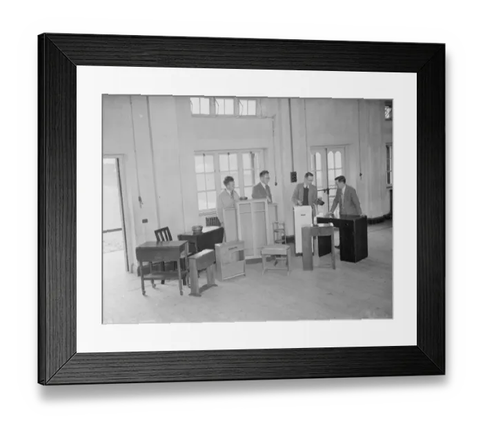 Framed Print : Sidcup Evening Institute furniture display. 1938