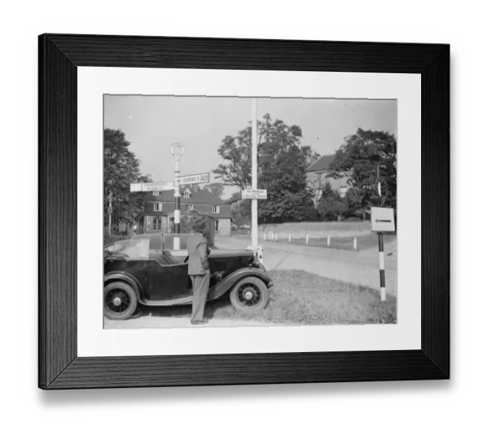 Framed Print : A no parking sign in Otford, Kent. 1936 Framed Print : A no parking sign in Otford, Kent. 1936