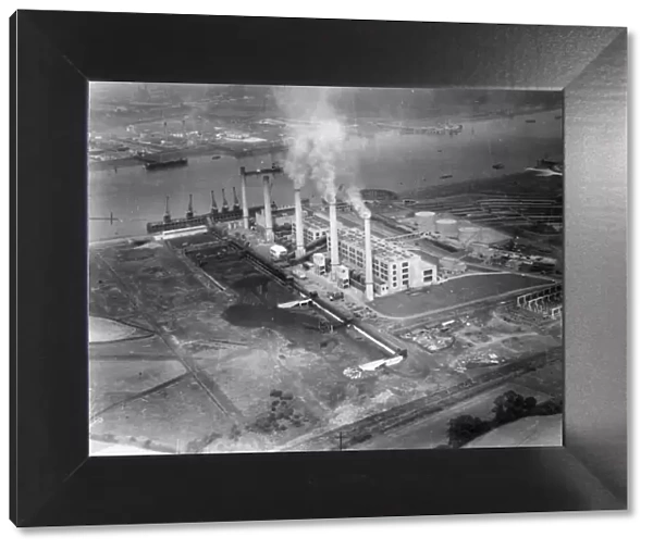 Aerial view of Littlebrook Power Station on the River Thames near Dartford, Kent