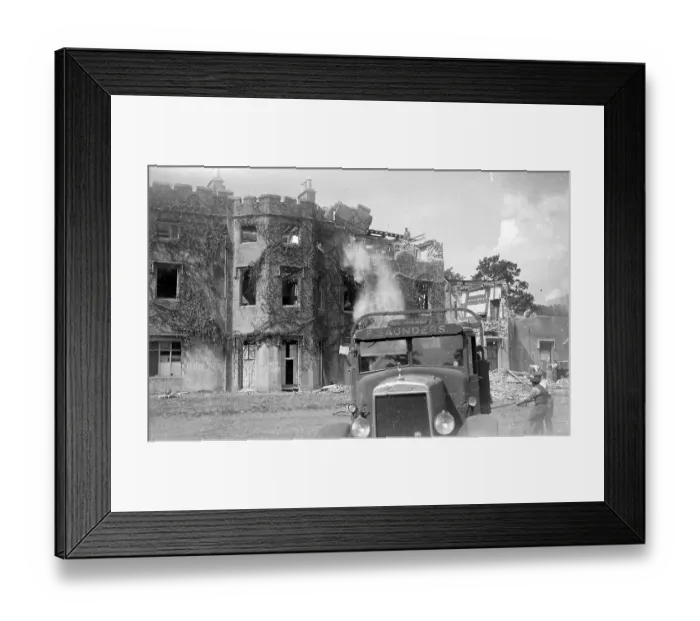 Framed Print : Blendon Hall demolished with lorry in Bexley, Kent. 1934 Framed Print : Blendon Hall demolished with lorry in Bexley, Kent. 1934