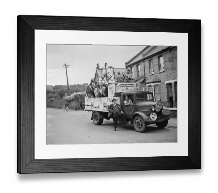 Framed Print : Gravesend Carnival. A decorated vehicle ( Bold Bad Pirates ) 1937 Framed Print : Gravesend Carnival. A decorated vehicle ( Bold Bad Pirates ) 1937