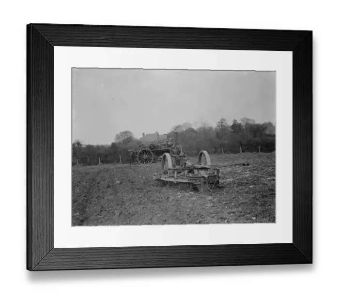 Framed Print : Steam tractor cultivation at Farningham, Kent. 1938