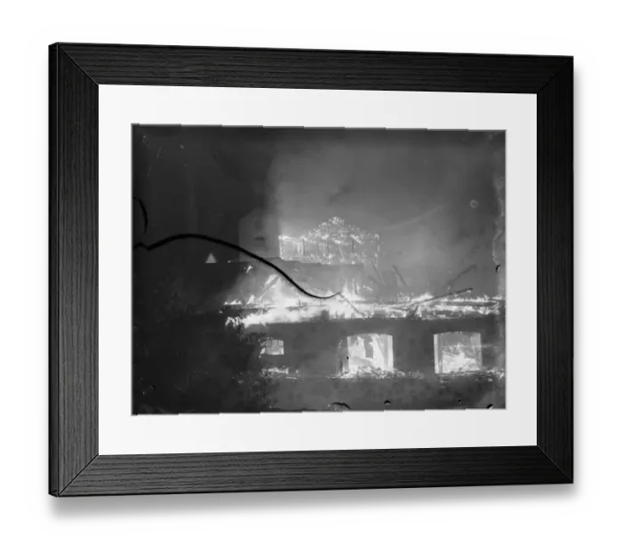 Framed Print : A fire blazing at the tannery in Dartford, Kent. 3 October 1939 Framed Print : A fire blazing at the tannery in Dartford, Kent. 3 October 1939