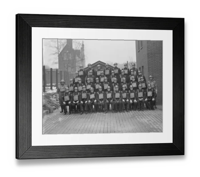 Framed Print : 1940 Police squadron at Shooters Hill, Kent, England. with gas masks Framed Print : 1940 Police squadron at Shooters Hill, Kent, England. with gas masks