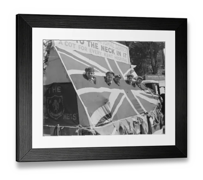 Framed Print : The Gravesend Carnival procession in Kent. The Keg Meg float. 1939 Framed Print : The Gravesend Carnival procession in Kent. The Keg Meg float. 1939