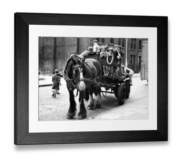 Framed Print : Children riding on horse and cart Framed Print : Children riding on horse and cart