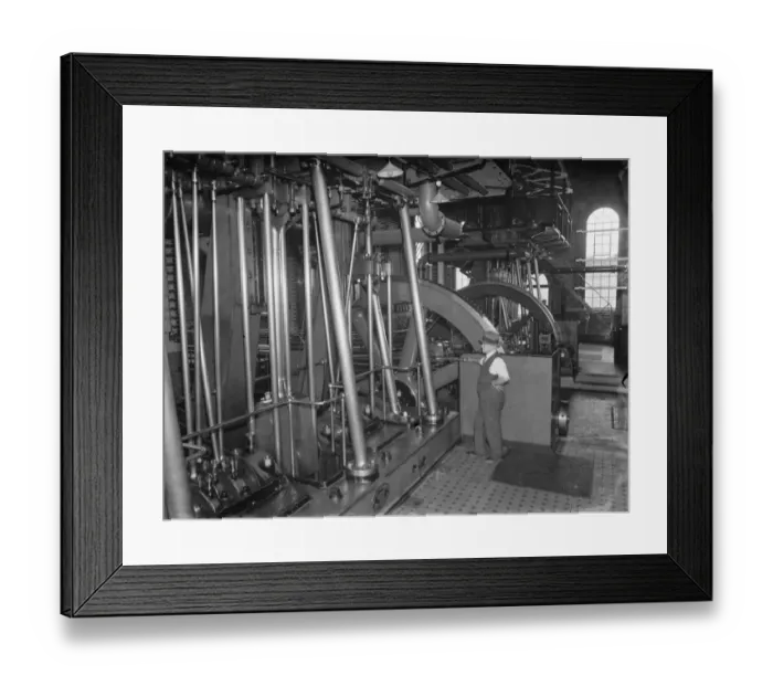 Framed Print : Gravesend Water Works in Kent. Pump room machinery. 1939 Framed Print : Gravesend Water Works in Kent. Pump room machinery. 1939