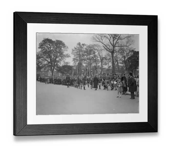 Framed Print : St Georges day scout parade in Dartford, Kent. The procession lining up Framed Print : St Georges day scout parade in Dartford, Kent. The procession lining up