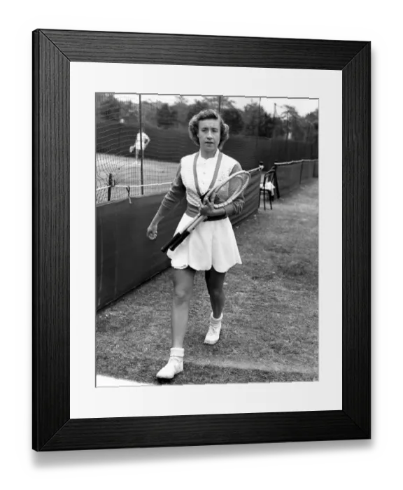 Framed Print : Maureen Connolly, Americas 18 year-old tennis marvel, who is in England preparing Framed Print : Maureen Connolly, Americas 18 year-old tennis marvel, who is in England preparing