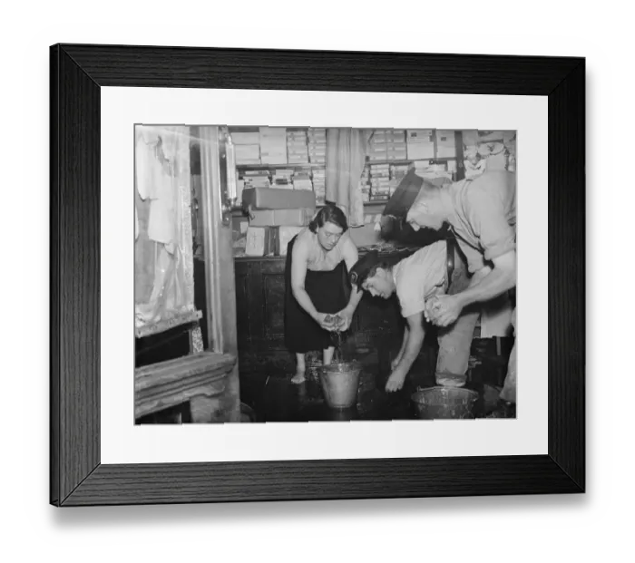 Framed Print : Burst watermain in Plumstead. Clearing water from the local shops Framed Print : Burst watermain in Plumstead. Clearing water from the local shops
