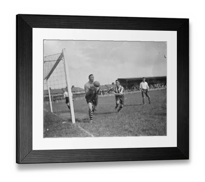 Framed Print : Dartford versus Guildford football match. Goal mouth action. 1939 Framed Print : Dartford versus Guildford football match. Goal mouth action. 1939
