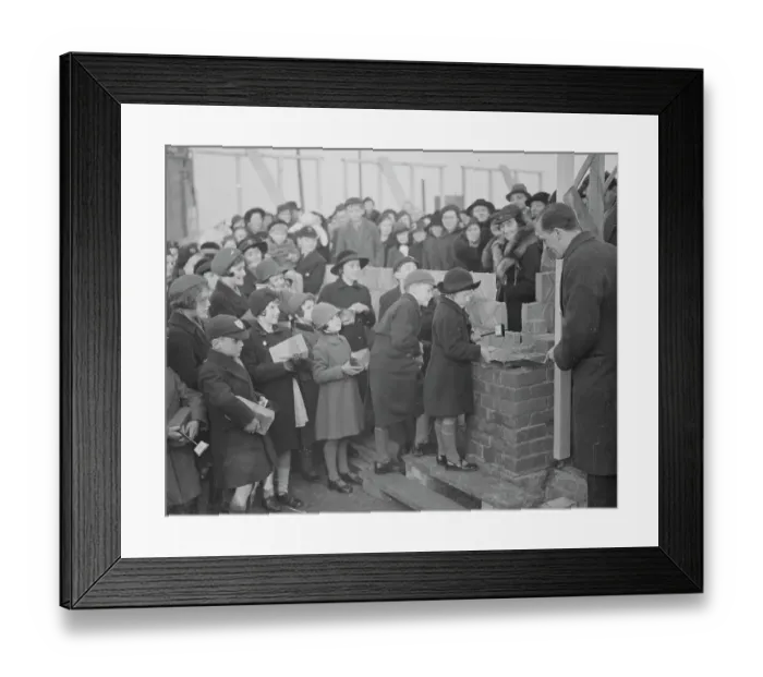 Framed Print : Children laying the foundation stones at the building of the new Baptist Hall at Sidcup Framed Print : Children laying the foundation stones at the building of the new Baptist Hall at Sidcup