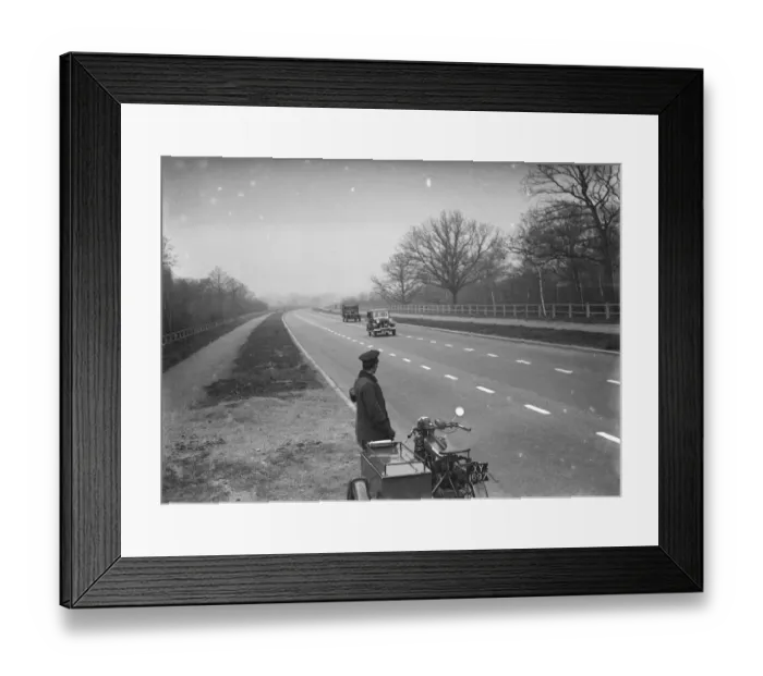 Framed Print : An a patrolman watching the traffic on the new Sidcup By - Pass. 1935 Framed Print : An a patrolman watching the traffic on the new Sidcup By - Pass. 1935