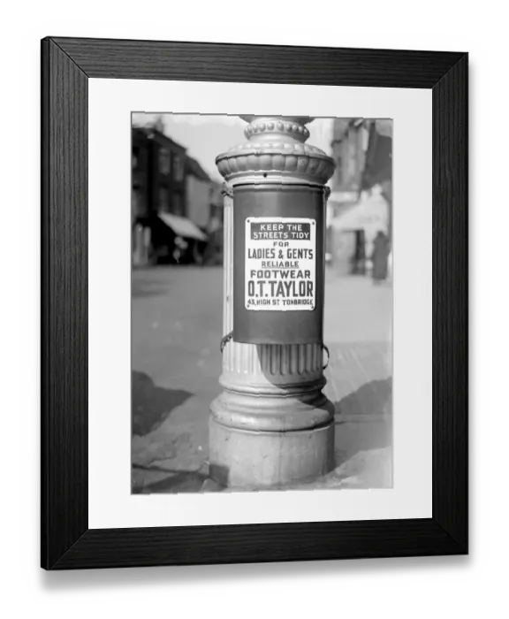 Framed Print : Litter Bin, Tonbridge, Kent. 1933 Framed Print : Litter Bin, Tonbridge, Kent. 1933