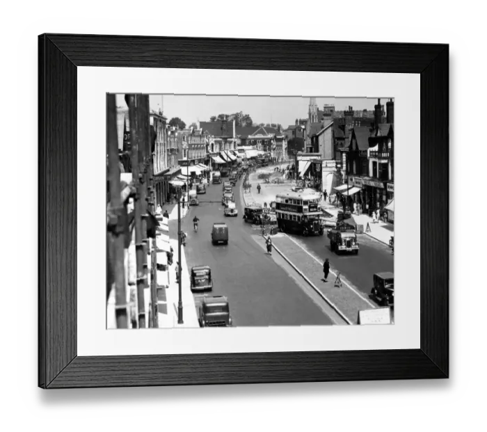 Framed Print : A view of the widening of the High Street in Bromley, Kent, in the hope of alleviating Framed Print : A view of the widening of the High Street in Bromley, Kent, in the hope of alleviating