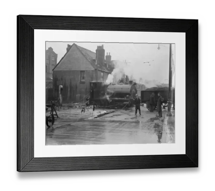 Framed Print : A steam train pass by through the level crossing in Westwood Erith, London, where Framed Print : A steam train pass by through the level crossing in Westwood Erith, London, where