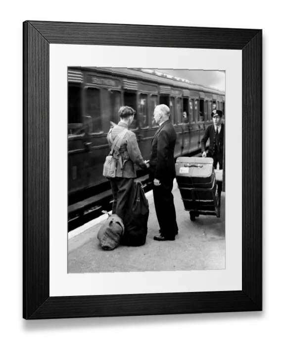 Framed Print : Vicar says goodbye to his son Sidcup Station Kent 1939 photograph by John Topham Framed Print : Vicar says goodbye to his son Sidcup Station Kent 1939 photograph by John Topham