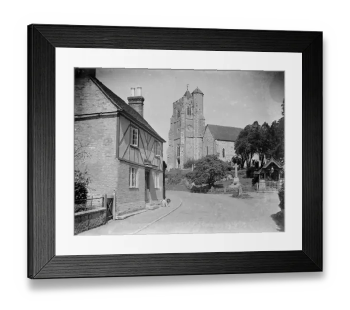 Framed Print : The Birling church and Smithy near Meopham, Kent. 1939