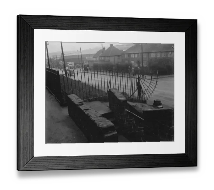 Framed Print : A dangerous footway in Crayford, Kent. 1936 Framed Print : A dangerous footway in Crayford, Kent. 1936