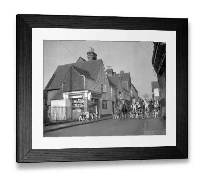 Framed Print : Down the village High Street The Old Surrey and Burstow Hunt met at Edenbridge Framed Print : Down the village High Street The Old Surrey and Burstow Hunt met at Edenbridge