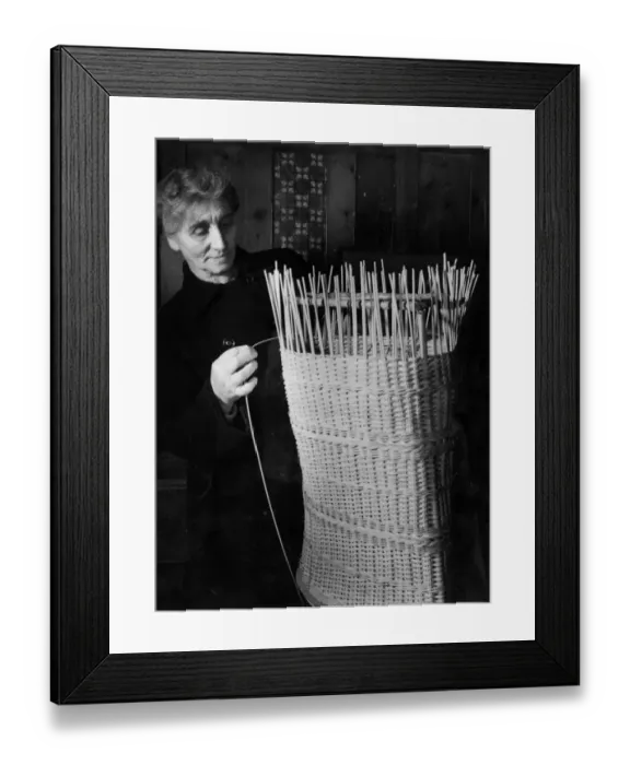 Framed Print : Womens Institute member weaving a basket in Birling Kent 1953 Framed Print : Womens Institute member weaving a basket in Birling Kent 1953