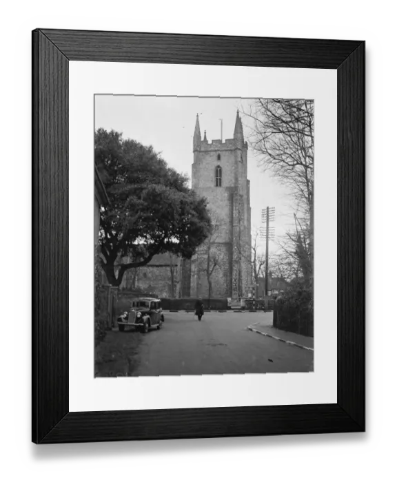 Framed Print : Exterior view of Lydd Church, Kent. 17 January 1939 Framed Print : Exterior view of Lydd Church, Kent. 17 January 1939