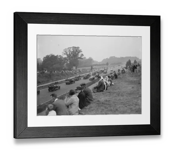 Framed Print : Crowds watching the traffic passing on the on newly opened Sidcup by - pass Framed Print : Crowds watching the traffic passing on the on newly opened Sidcup by - pass