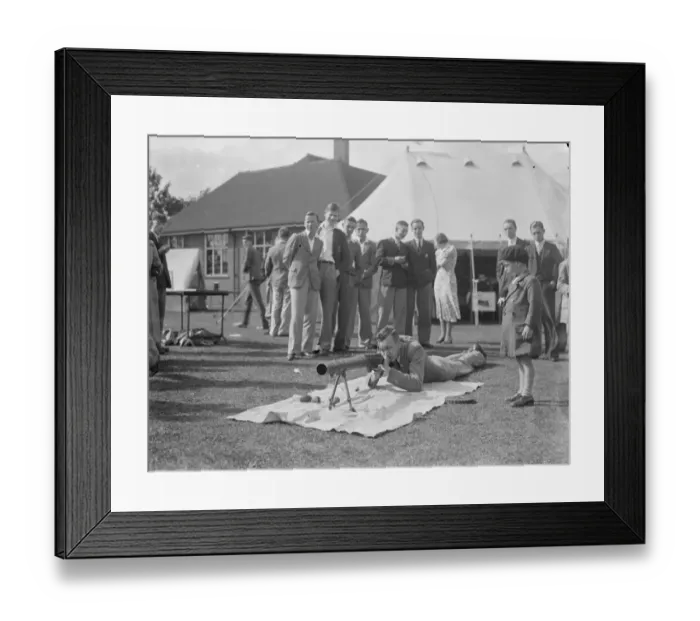 Framed Print : Lewis machine gun practice at the Dartford County School in Kent. 1936 Framed Print : Lewis machine gun practice at the Dartford County School in Kent. 1936