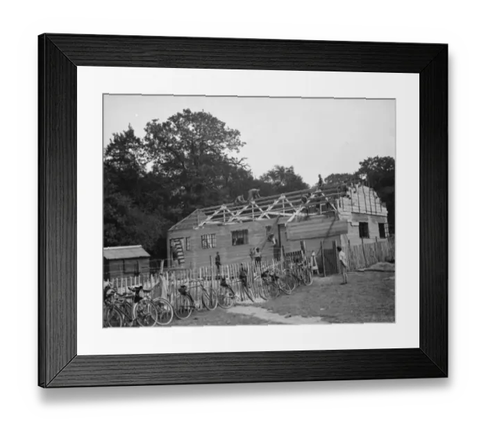 Framed Print : The Bridgen scouts build there own headquarters. 1938 Framed Print : The Bridgen scouts build there own headquarters. 1938