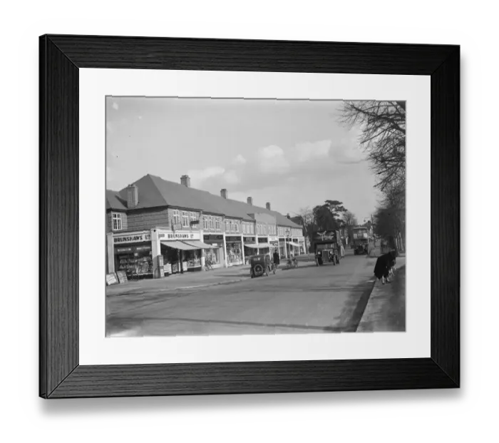 Framed Print : Shops on Marechal Niel Parade in Sidcup, Kent. 1937