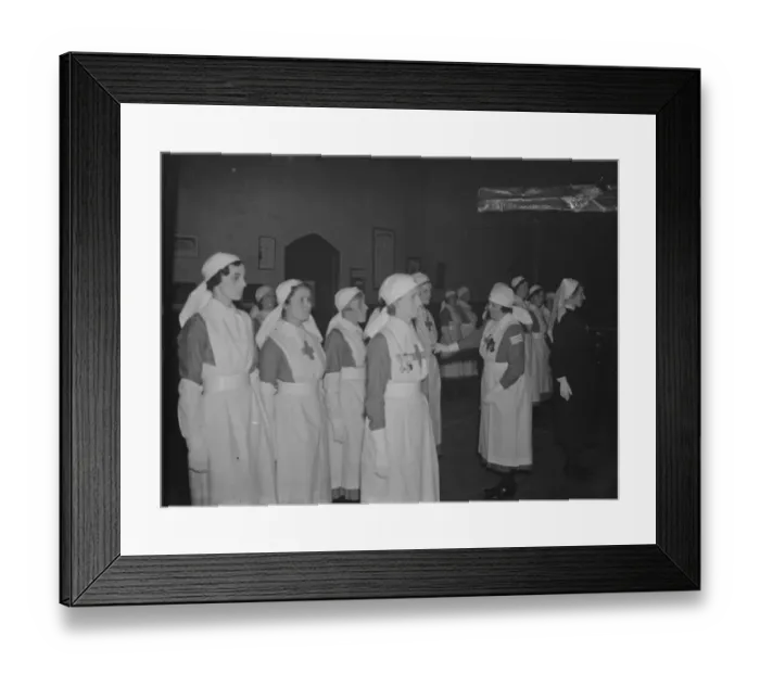 Framed Print : Nurses of the Voluntary Aid Detachment on parade whilst being inspected by the War Framed Print : Nurses of the Voluntary Aid Detachment on parade whilst being inspected by the War