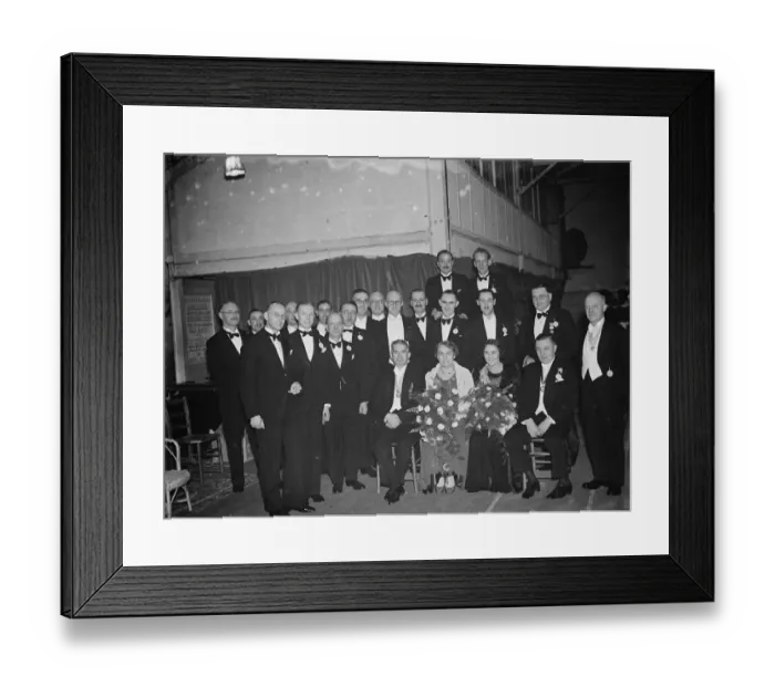 Framed Print : A group photo at the Kolster - Brands company dinner at Foots Cray, Kent Framed Print : A group photo at the Kolster - Brands company dinner at Foots Cray, Kent