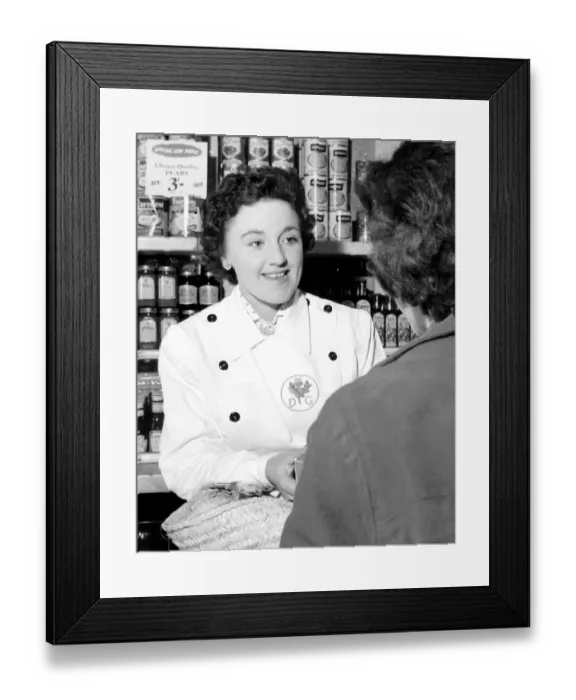 Framed Print : Shop assistant Winner of the shop assistants courtesy cup in Bromley Kent 25th October Framed Print : Shop assistant Winner of the shop assistants courtesy cup in Bromley Kent 25th October