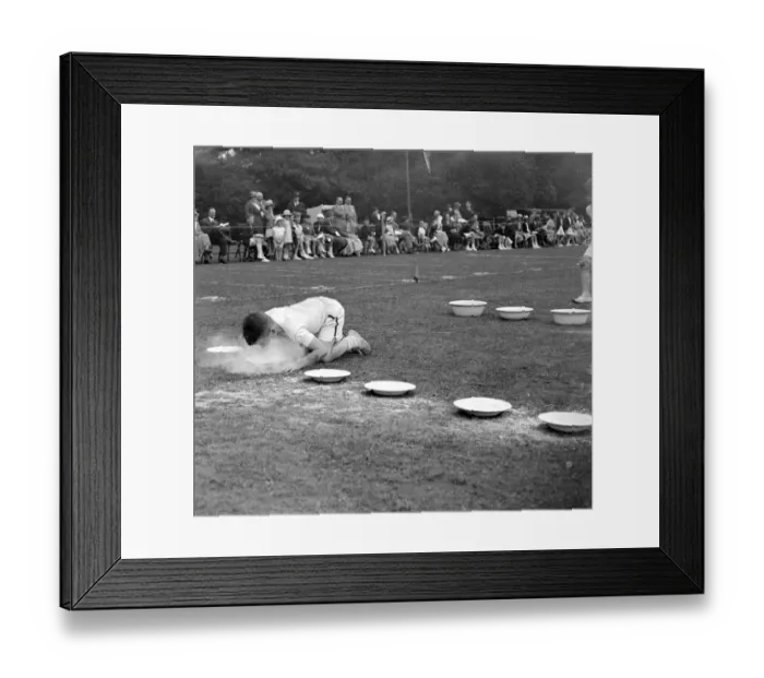 Framed Print : Merton Court sports day in Sidcup, Kent. Boys with face in flour. 1934 Framed Print : Merton Court sports day in Sidcup, Kent. Boys with face in flour. 1934